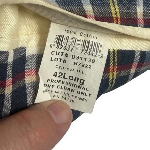 Haspel Mens Plaid Sport Coat Blazer Unstructured  100% Cotton Two Button Jacket - Picture 10 of 13